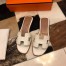 Hermes Oran Slide Sandals In White Lizard Leather