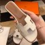 Hermes Oran Slide Sandals In White Lizard Leather