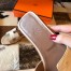 Hermes Oran Slide Sandals In Beton Ostrich Leather