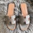 Hermes Oran Slide Sandals In Grey Ostrich Leather