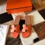 Hermes Oran Slide Sandals In Orange Ostrich Leather