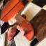 Hermes Oran Slide Sandals In Orange Ostrich Leather