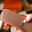 Hermes Oran Slide Sandals In Orange Ostrich Leather