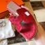 Hermes Oran Slide Sandals In Red Ostrich Leather
