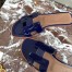 Hermes Oran Slide Sandals In Blue Patent Calfskin