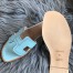 Hermes Oran Slide Sandals In Blue Atoll Epsom Perforated Calfskin