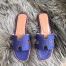 Hermes Oran Slide Sandals In Blue Epsom Perforated Calfskin