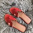 Hermes Oran Slide Sandals In Red Epsom Perforated Calfskin