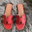 Hermes Oran Slide Sandals In Red Epsom Perforated Calfskin