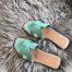 Hermes Oran Slide Sandals In Blue Atoll Swift Calfskin 