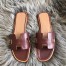 Hermes Oran Slide Sandals In Burgundy Swift Calfskin