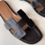 Hermes Oran Slide Sandals In Black Swift Calfskin