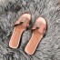 Hermes Oran Slide Sandals In Rose Gold Swift Calfskin