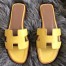 Hermes Oran Slide Sandals In Yellow Swift Calfskin