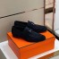 Hermes Men's Paris Loafers In Black Suede Calfskin