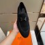 Hermes Men's Paris Loafers In Black Suede Calfskin