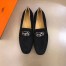 Hermes Men's Tenor Loafers In Black Suede Calfskin