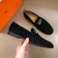 Hermes Men's Tenor Loafers In Black Suede Calfskin