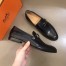Hermes Men's Monterey Loafers In Black Calfskin