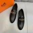 Hermes Men's Colette Loafers In Black Calfskin