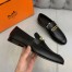 Hermes Men's Colette Loafers In Black Calfskin