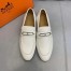 Hermes Men's Colette Loafers In White Calfskin