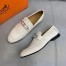 Hermes Men's Colette Loafers In White Calfskin