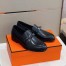 Hermes Men's Destin Loafers In Black Calfskin