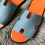 Hermes Men's Izmir Sandals In Blue Epsom Calfskin