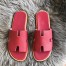 Hermes Men's Izmir Sandals In Red Epsom Calfskin