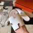 Hermes Men's Izmir Sandals In White Epsom Calfskin