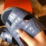 Hermes Men's Izmir Sandals In Blue Matte Niloticus Crocodile Leather