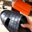 Hermes Men's Izmir Sandals In Black Matte Niloticus Crocodile Leather
