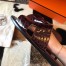 Hermes Men's Izmir Sandals In Bordeaux Shiny Niloticus Crocodile Leather