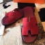 Hermes Men's Izmir Sandals In Bordeaux Suede Calfskin