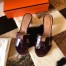 Hermes Oasis Slide Sandals In Bordeaux Niloticus Crocodile Shiny Skin