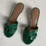 Hermes Oasis Slide Sandals In Green Niloticus Crocodile Shiny Skin