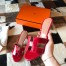 Hermes Oasis Slide Sandals In Red Niloticus Crocodile Shiny Skin