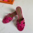 Hermes Oasis Slide Sandals In Rose Red Niloticus Crocodile Shiny Skin
