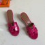 Hermes Oasis Slide Sandals In Rose Red Niloticus Crocodile Shiny Skin