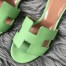 Hermes Oasis Slide Sandals 50mm In Vert Criquet Epsom Calfskin