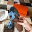 Hermes Oasis Slide Sandals 50mm In Jean Blue Ostrich Leather