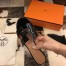 Hermes Oasis Slide Sandals 50mm In Black Patent Calfskin