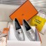 Hermes Women's Royal Loafers In Silver Metallic Lambskin