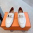 Hermes Women's Paris Loafers in White Goatskin