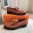 Hermes Women's Impact Loafers in Brown Leather
