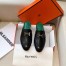 Hermes Trocadero Mules In Black Goatskin