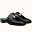 Hermes Trocadero Mules In Black Goatskin