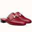 Hermes Trocadero Mules In Red Goatskin