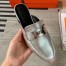 Hermes Trocadero Mules In Silver Nappa Leather